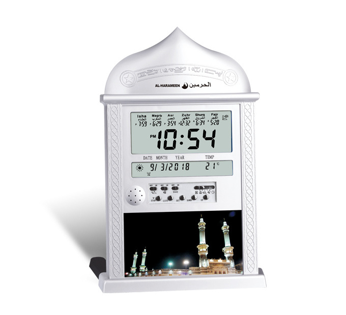 Automatic muslim prayer azan clock with auto alarm&calendar for prayer including 1500 cities around the world HA-4004