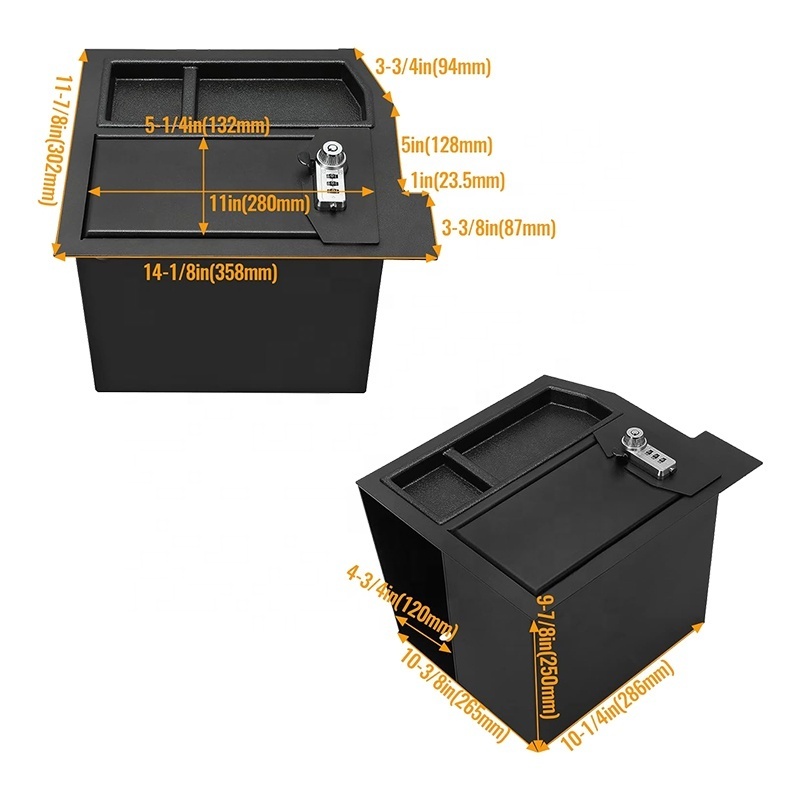 Solid Construction Car Center Console Safe Box Steel Storage Box Replacement for 2007-2013 Toyota Tundra