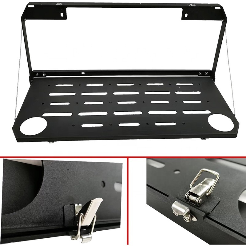 Modern Style Foldable Aluminum Car Tailgate Table Rear Cargo Shelf Holder Carrier for 2018-2023 Jeep Wrangler JL JLU