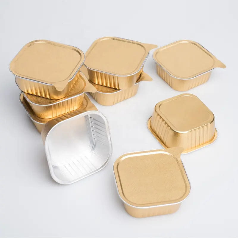 Container Baking Pans Pizza Tray Pie Pan Foil Cupcake Baking Cup with Lids Aluminum Foil Disposable 150ML Food PET Square Accept