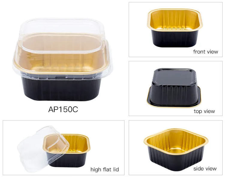 Container Baking Pans Pizza Tray Pie Pan Foil Cupcake Baking Cup with Lids Aluminum Foil Disposable 150ML Food PET Square Accept