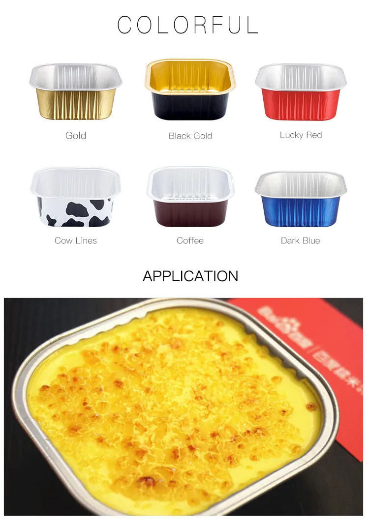 Container Baking Pans Pizza Tray Pie Pan Foil Cupcake Baking Cup with Lids Aluminum Foil Disposable 150ML Food PET Square Accept