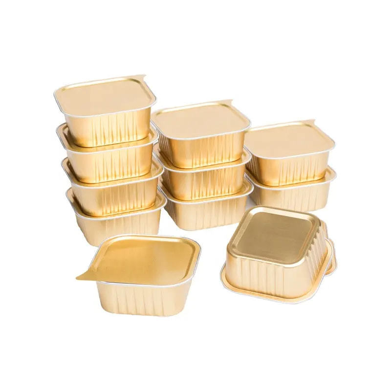 Container Baking Pans Pizza Tray Pie Pan Foil Cupcake Baking Cup with Lids Aluminum Foil Disposable 150ML Food PET Square Accept