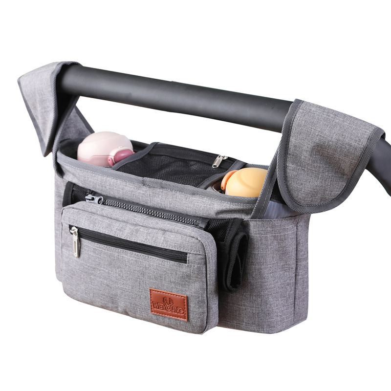 Stroller Hanging Bags Diaper Storage Basket Universal Baby Stroller Organizer with Insulated Cup Holders