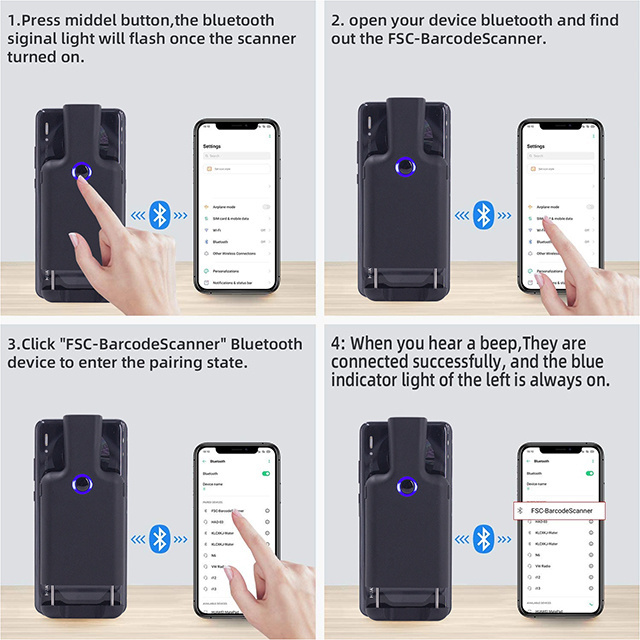 1D 2D QR wireless back clip barcode scanner scan PDF417 Data Matrix Code Compatible with Windows,Mac,Android,iOS for Warehouse