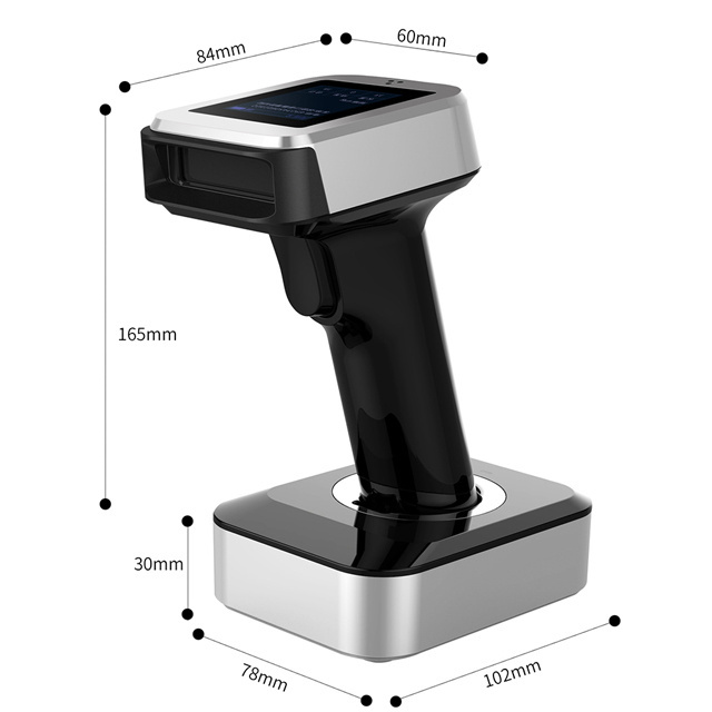 QR Wireless Barcode Scanner with Base Collector Portable Data Terminal Inventory Device Handheld 1D 2D 2D CMOS Usb LED Lights