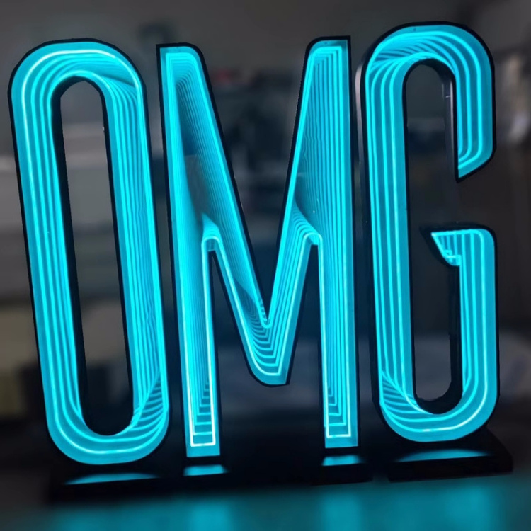 Exquisitely Crafted LED Neon Trendy Infinity Mirror with LED Neon Lights for Store Light Box Decoration and Billboards