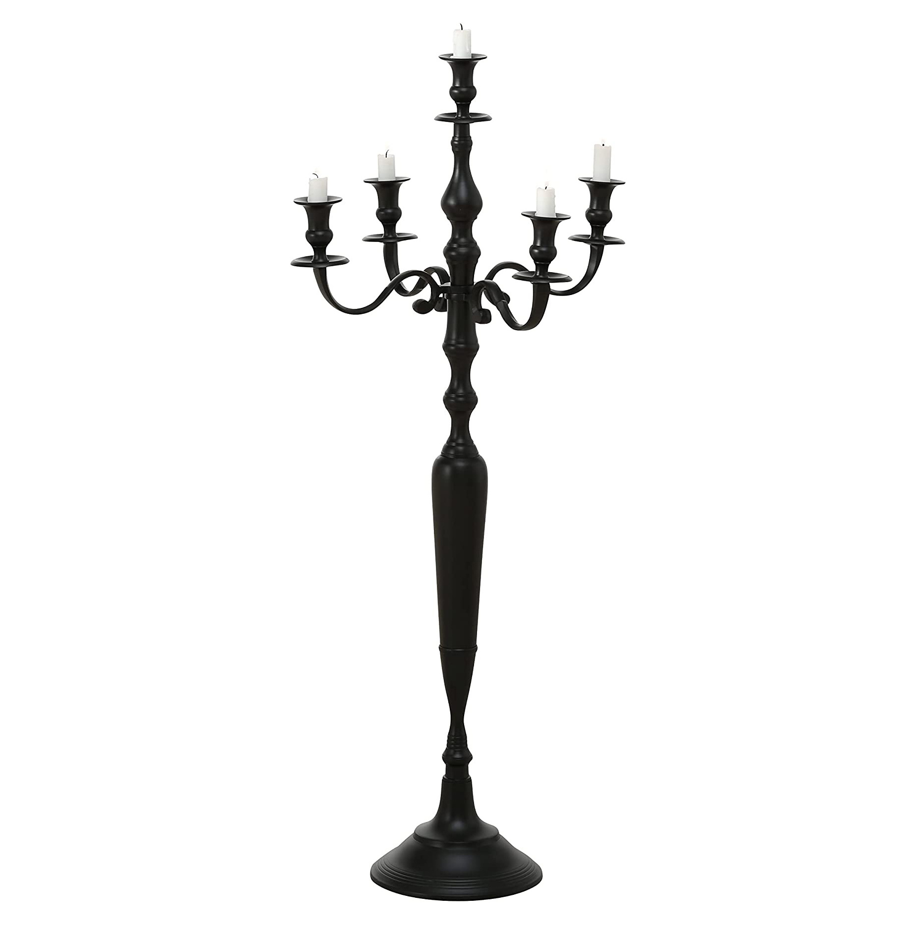 Black Tall Candelabra For Wedding And Party Decoration Aluminum 5 Arm Candle Holders Candelabra Table Top Centerpiece