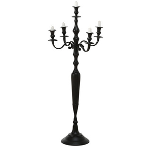 Black Tall Candelabra For Wedding And Party Decoration Aluminum 5 Arm Candle Holders Candelabra Table Top Centerpiece