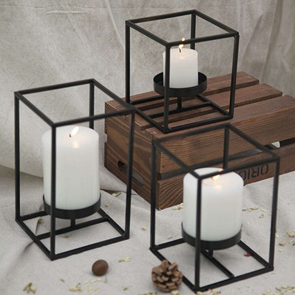 Metal Frame Tea Light Votive Candle Holder With Black Colour Wedding Centerpieces Square Tealight Votive Candle Holder Home Deco