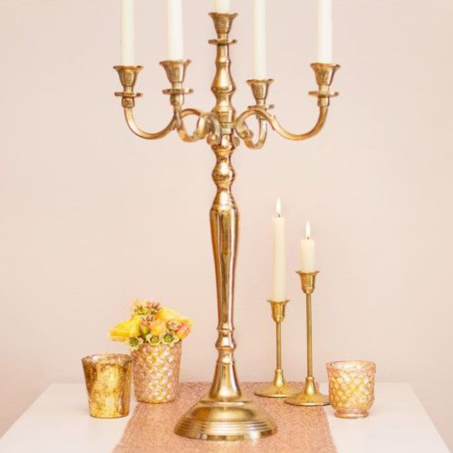 Gold Aluminum Tall Candelabra For Wedding And Party Decoration Aluminum Candelabra Table Top Centerpiece