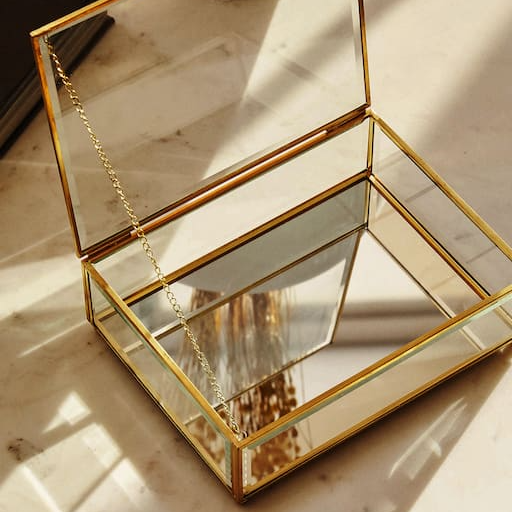 Premium Jewelry Holder Decorative Design Metal Jewelry Stand Rectangle Shape Handmade High Demanding Luxurious Jewelry Box Gold