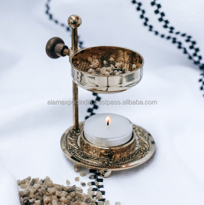 Arabic Brass Fragrance oil Diffuser Incense resin burner Charcoal burner with adjustable bowl