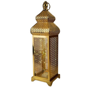 New Vintage Gold Metal Iron Moroccan Shaped Gold Finished Lantern Wholesale Outdoor Decorate For Home & Garden Decor Tall Size