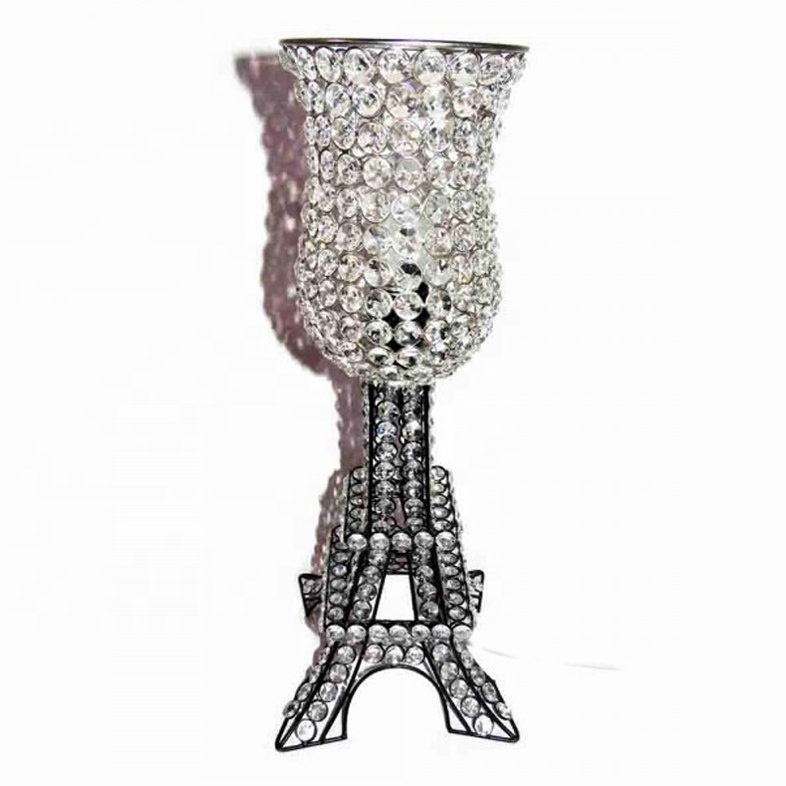 Crystal votive candle holder with Eiffel tower/crystal votive holder for wedding decoration