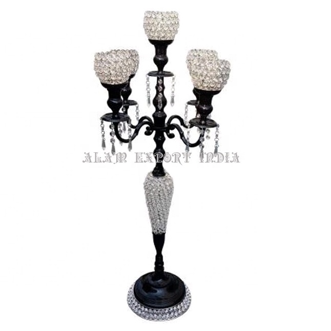 New crystal hanging wedding black candelabra / centerpiece