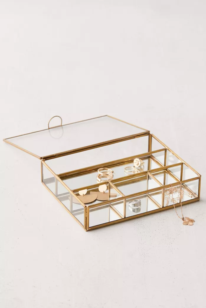 Premium Jewelry Holder Decorative Design Metal Jewelry Stand Rectangle Shape Handmade High Demanding Luxurious Jewelry Box Gold