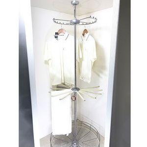 Wardrobe Standing Clothes Hanger Stand Rack Round Circular Standard White Clothes Hanger