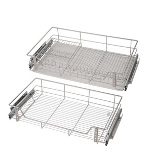 Kitchen Drawer 4-side Pull Out Wire Storage Basket Kitchen Drawer Organizer Baskets