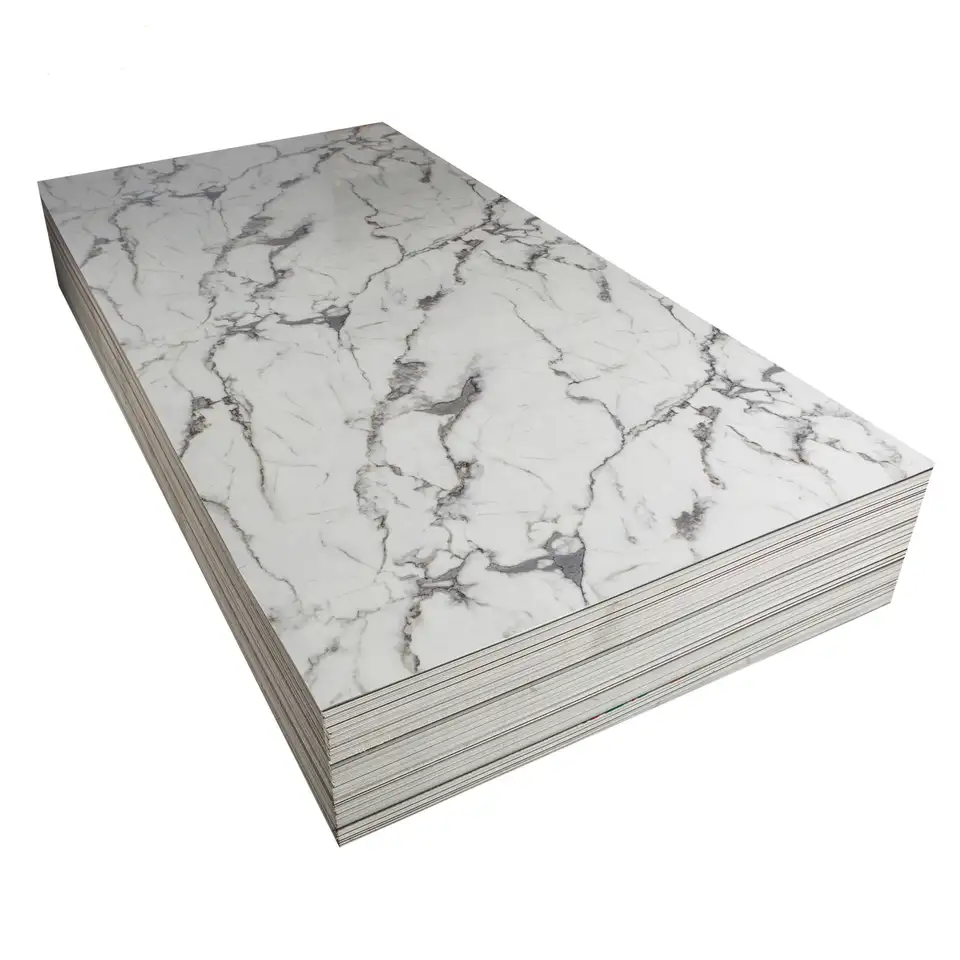 High-Quality glossy 4x8 3mm uv imitation  pvc marble type plastic sheet 6mm pvc marble wall panel board interior decoration