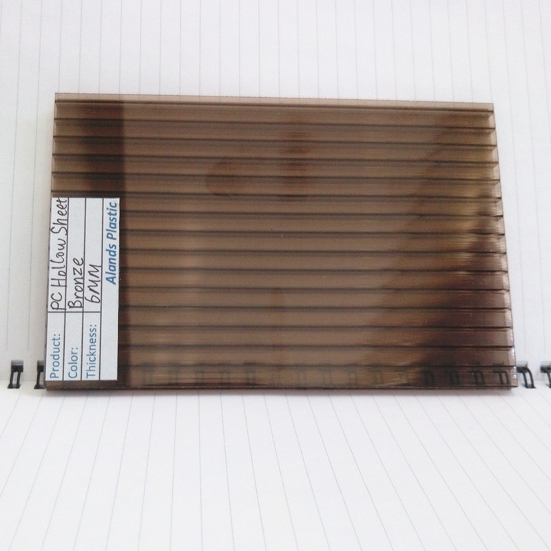 6mm PC Corrugated Sheet Bronze Polycarbonate Hollow Twinwall Sheet