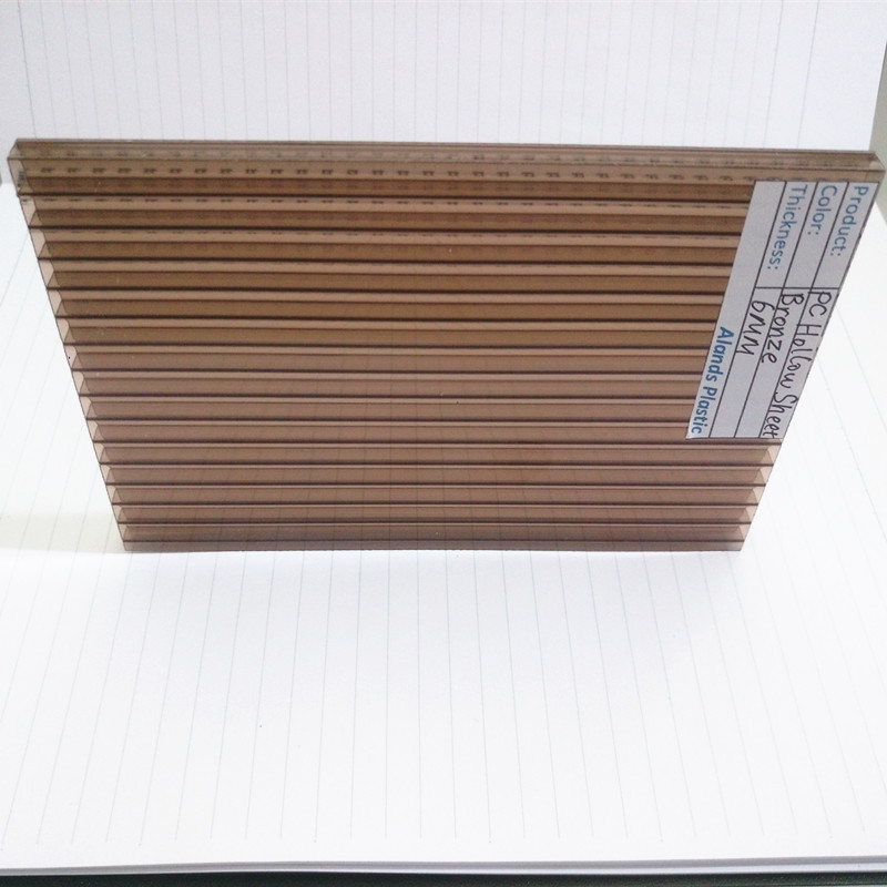 6mm PC Corrugated Sheet Bronze Polycarbonate Hollow Twinwall Sheet