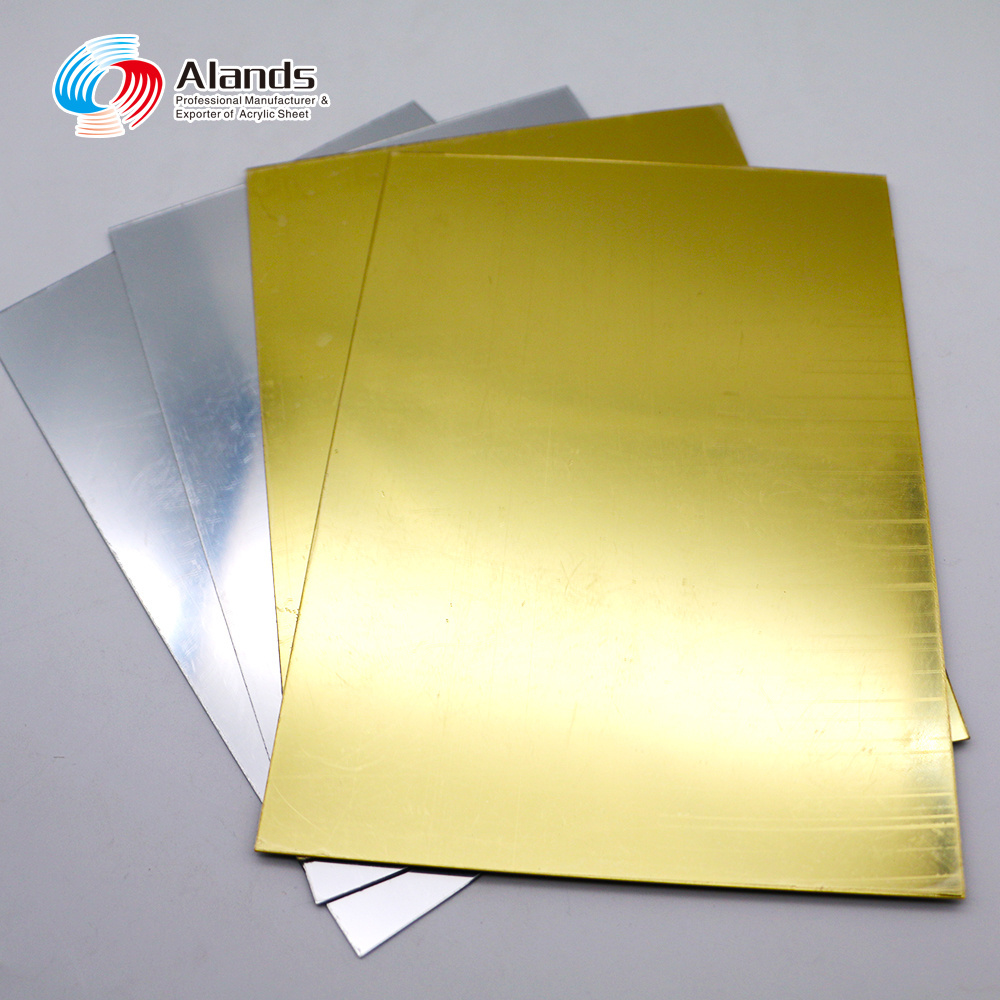 Alands factory sell adhesive grey back perspex mirror acrylic sheet gold silver rose acrylic mirror sheet