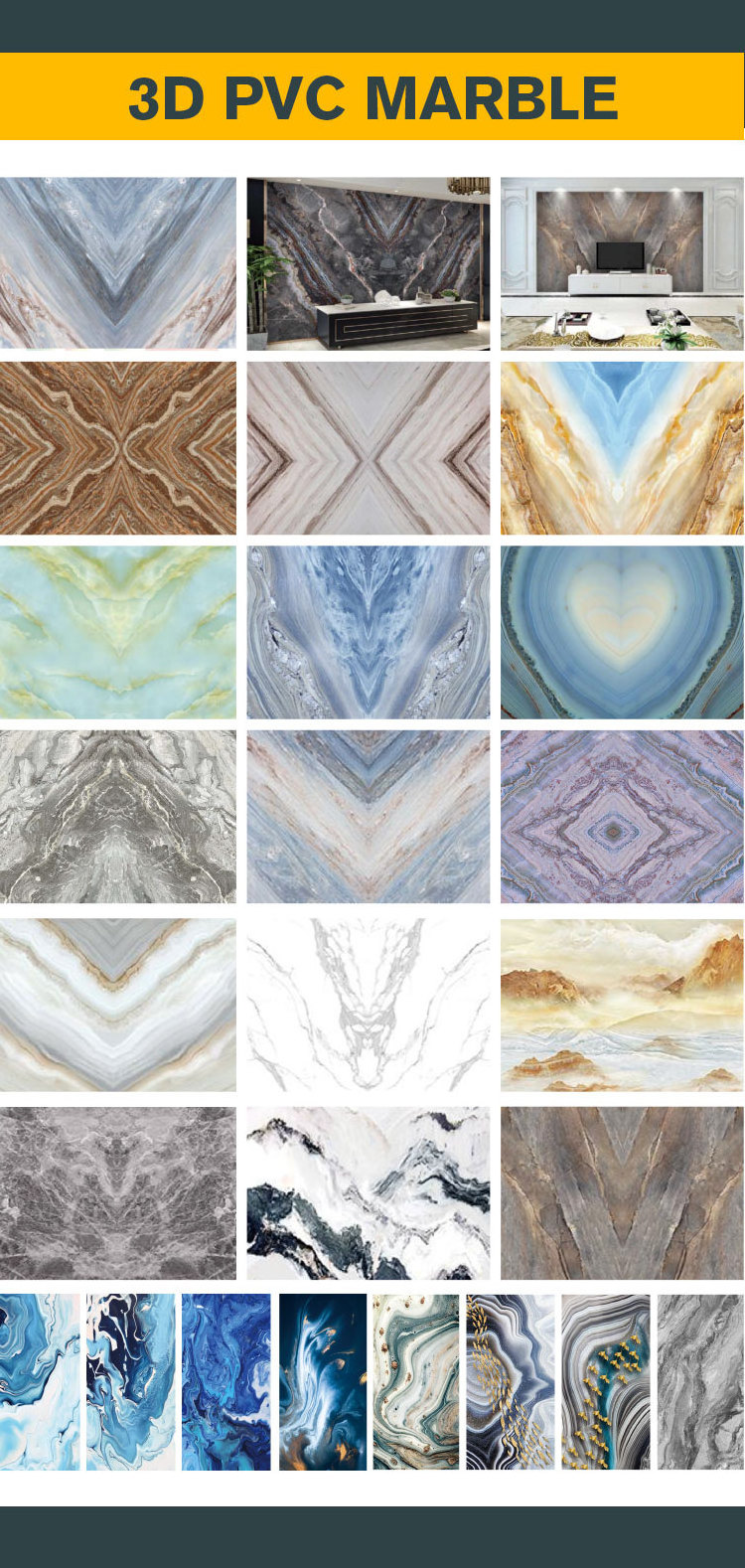 ALANDS uv panel uv board wall marble Panel pvc 4x8 waterproof wall panels for kitchen bathroom renovations