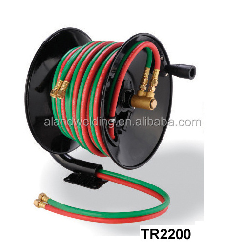 Retractable Heavy Duty Hand Crank  Oxygen And Acetylene TR2200 Steel Twin Welding Hose Reel