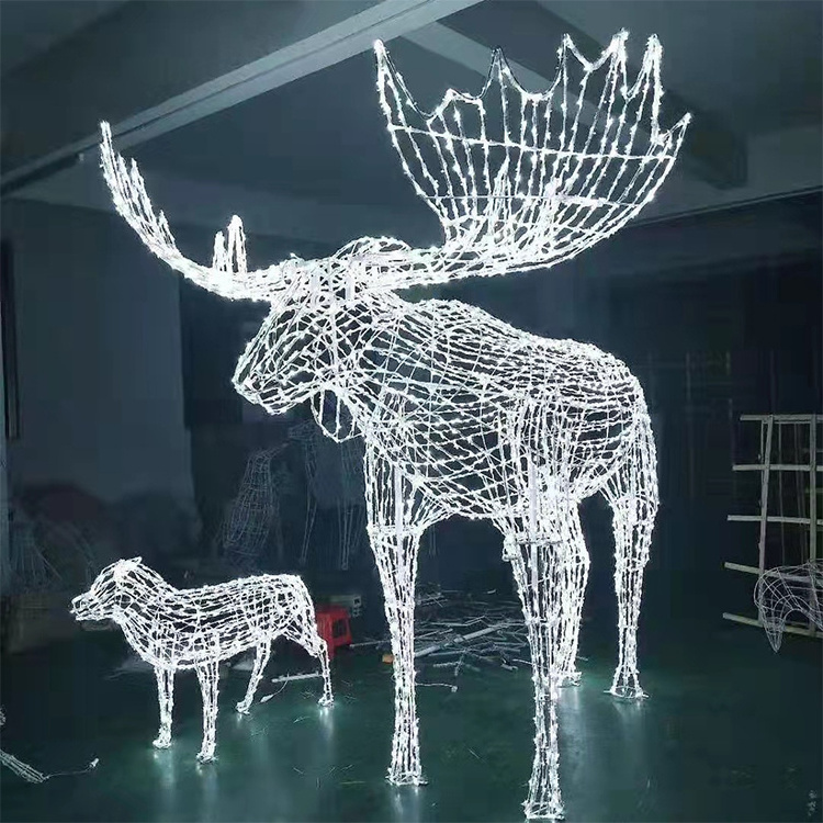 Life size 2M 3M LED wild animal Christmas outdoor decorations artificial reindeer lighted outside deer motif light