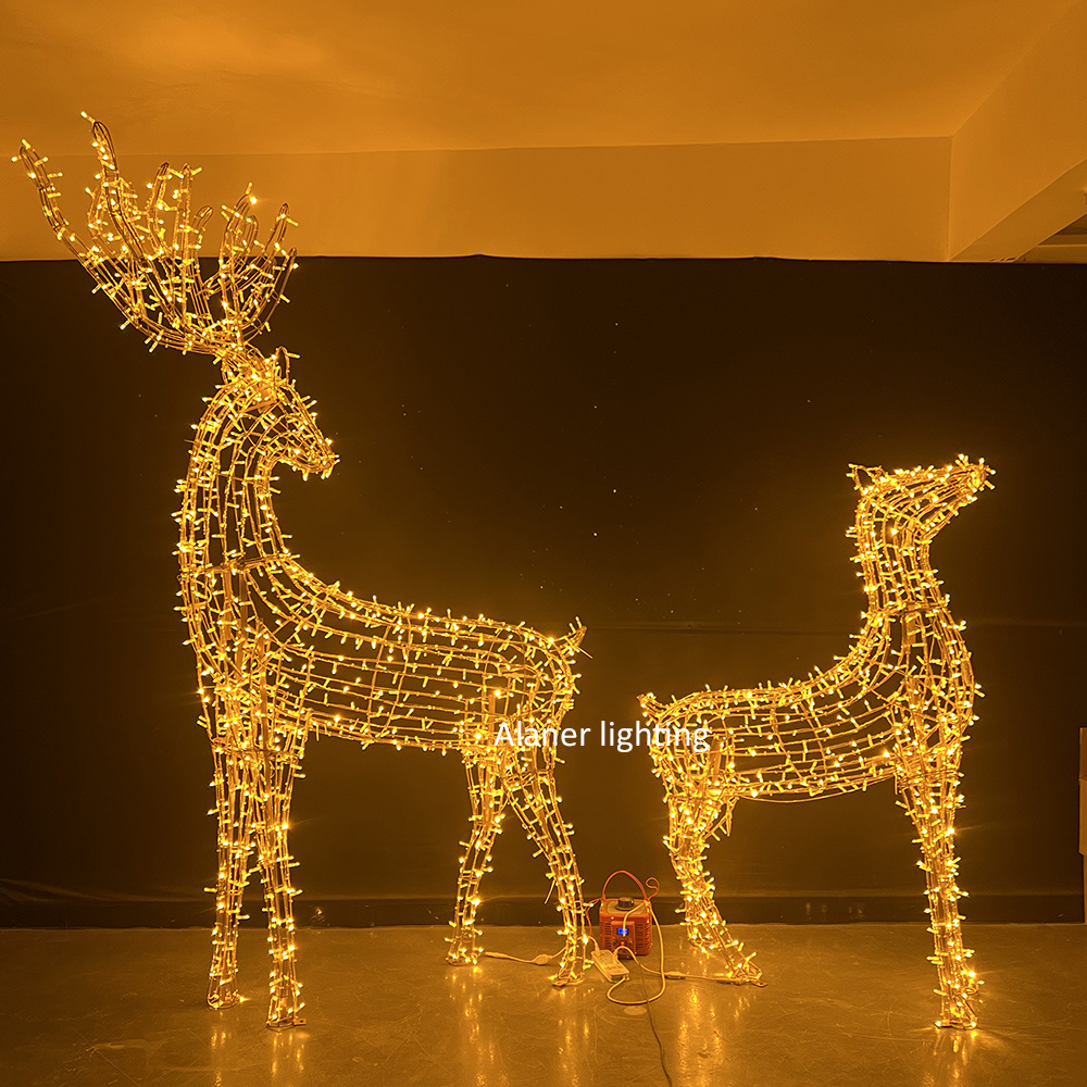 Life size 2M 3M LED wild animal Christmas outdoor decorations artificial reindeer lighted outside deer motif light