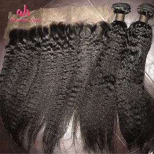 Hot Sale 12A Virgin Kinky Straight Human Hair , Mongolian Human Hair Kinky Straight Hair Extensions Weave Bundles Wholesale