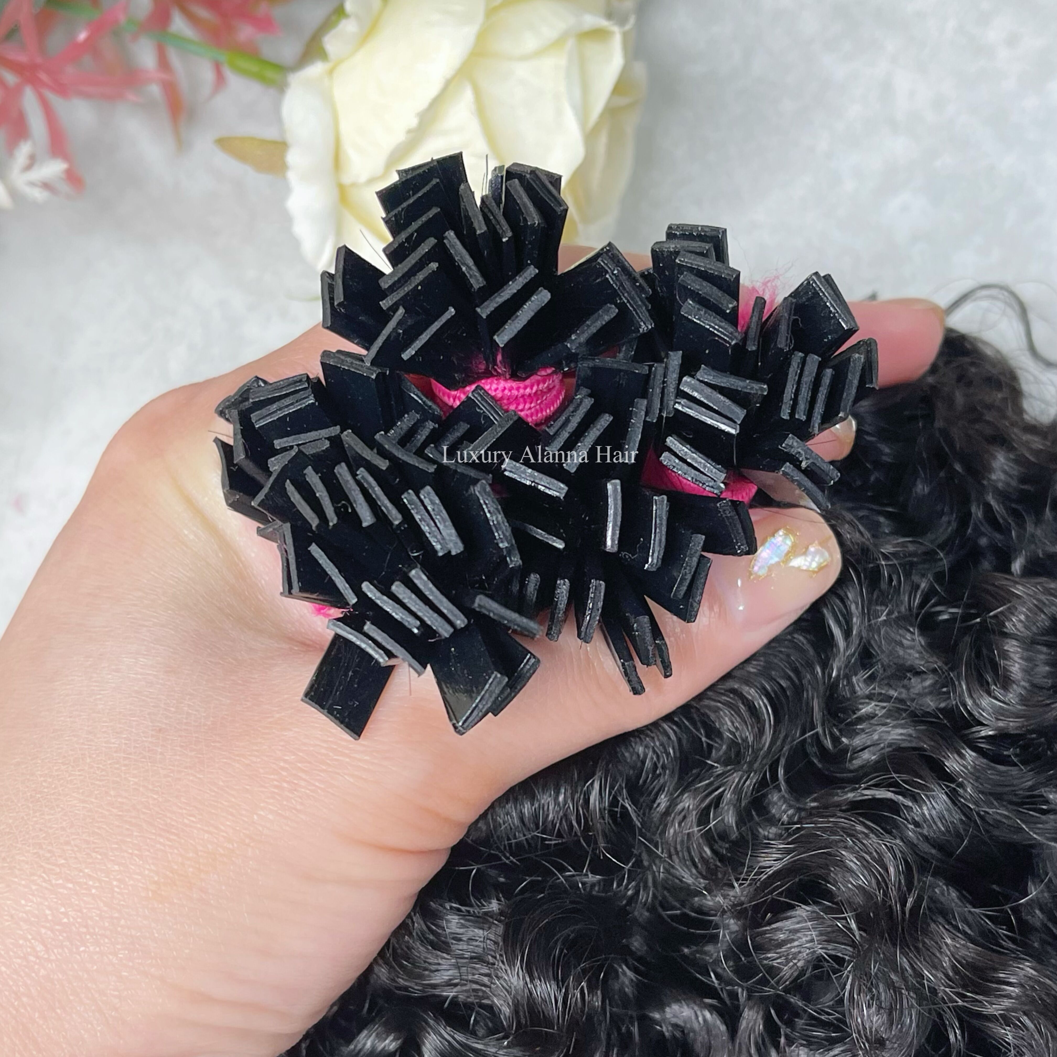 New Arrival Soft Kinky Curly Keratin Flat Tip Hair Extensions 100% Cambodian Virgin Human Raw Kinky Curly No Tangle No Shed