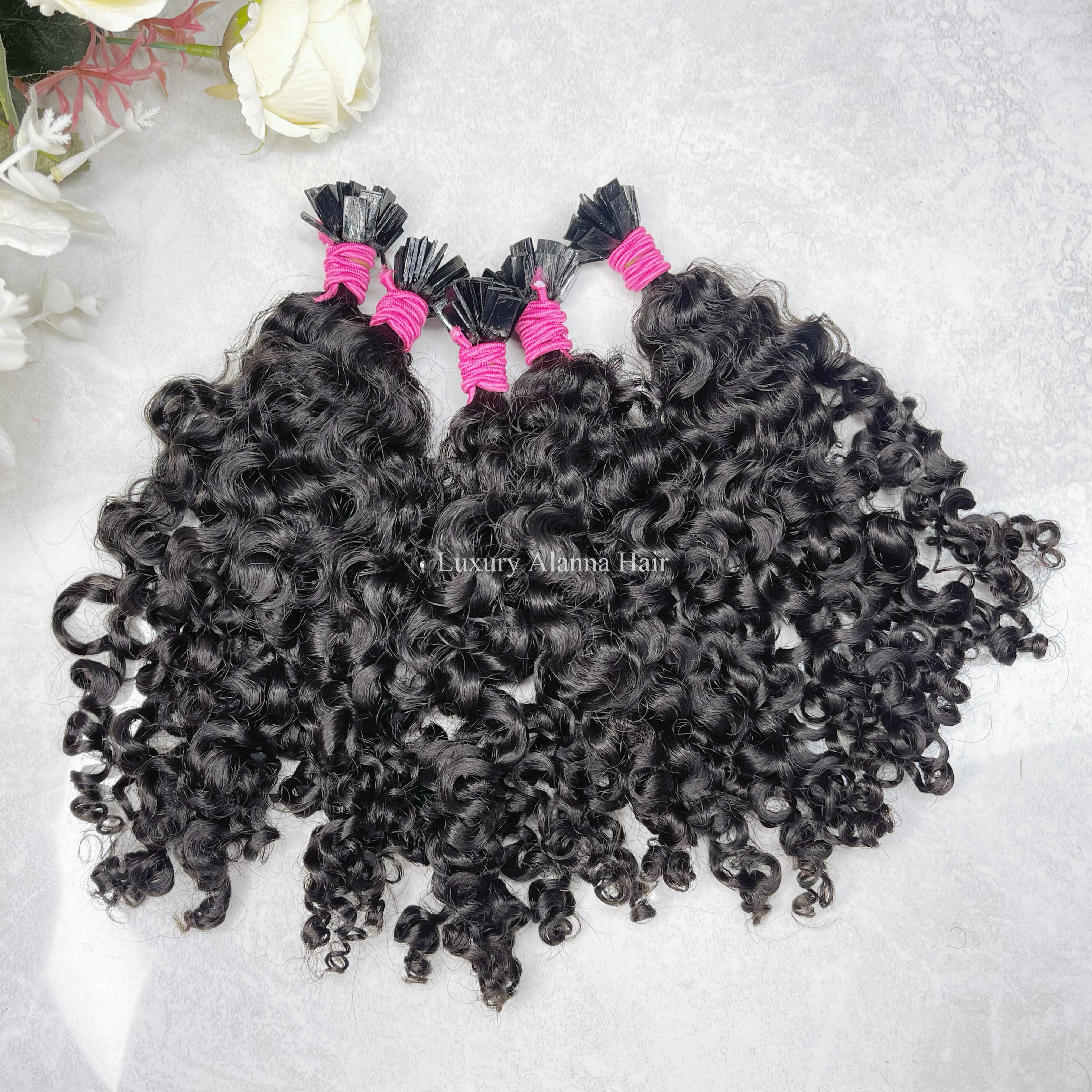 New Arrival Soft Kinky Curly Keratin Flat Tip Hair Extensions 100% Cambodian Virgin Human Raw Kinky Curly No Tangle No Shed