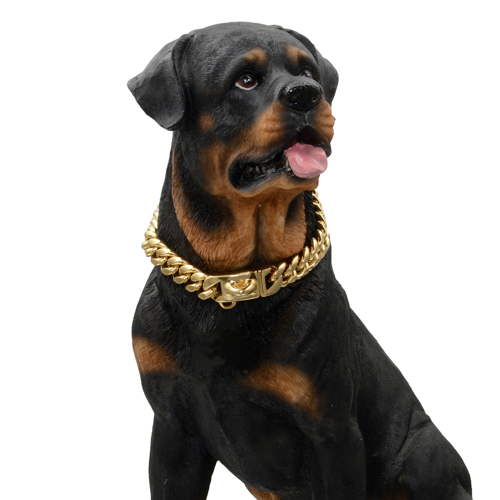 luxury Stainless Steel chain gold designer custom collar dog buckle metal gold dog collar and leash set dog collar