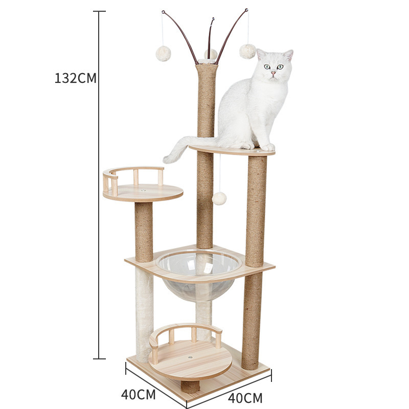 Multifunctional four seasons general solid wood house cat space capsule scratching board climbing frame tree house cat hammock