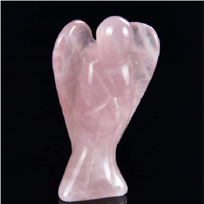 crystal angel rose quartz natural stone angel Carved Natural Stone Figurine Jade Crystals angel Carved Polished