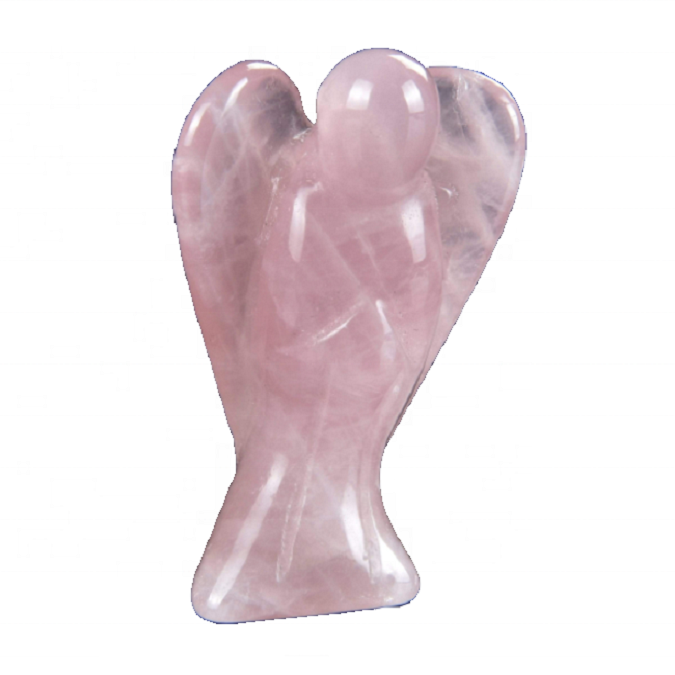 crystal angel rose quartz natural stone angel Carved Natural Stone Figurine Jade Crystals angel Carved Polished