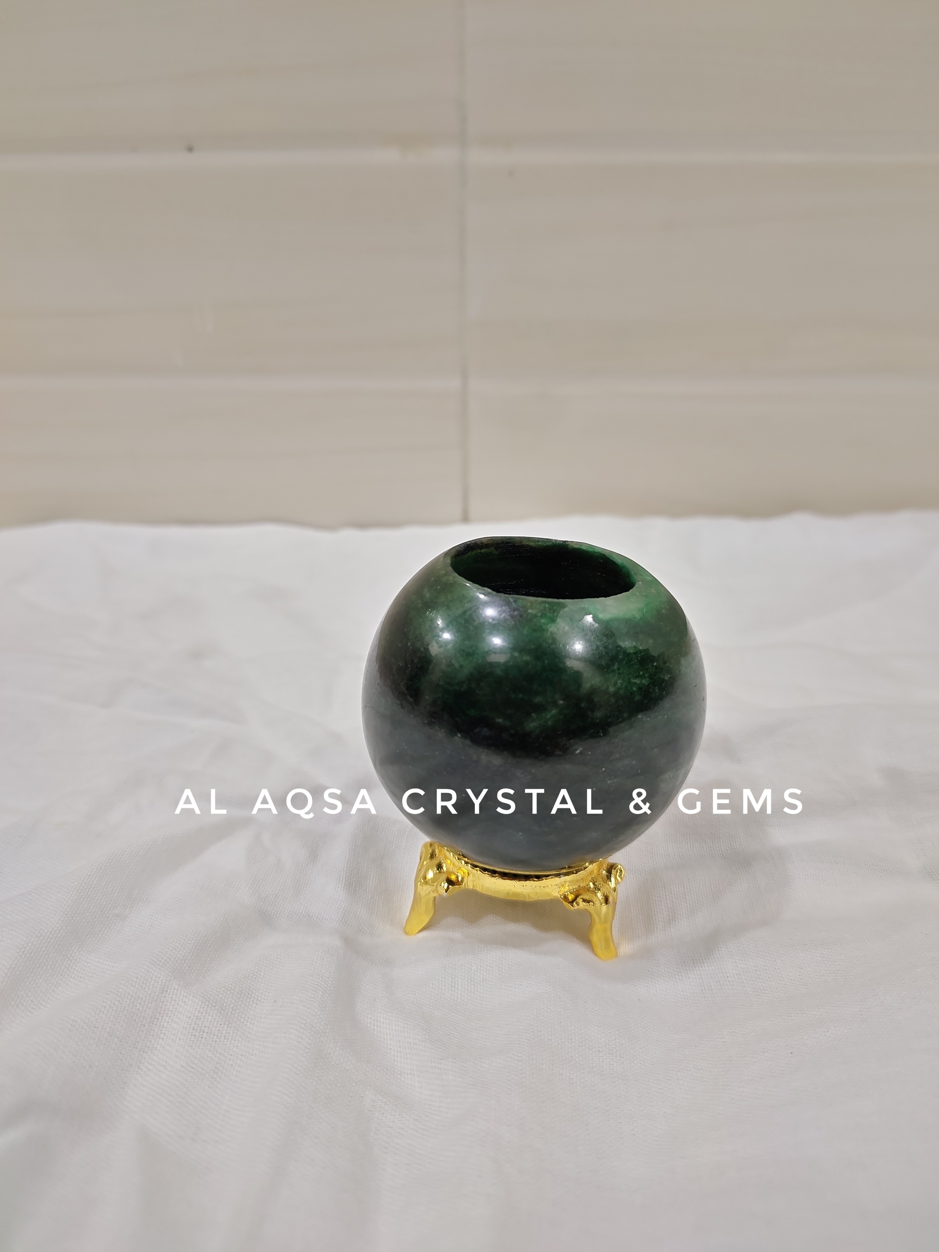 Natural and rare green jade sphere candle holder for holing candles or home decoration Arrival in stock limited stock