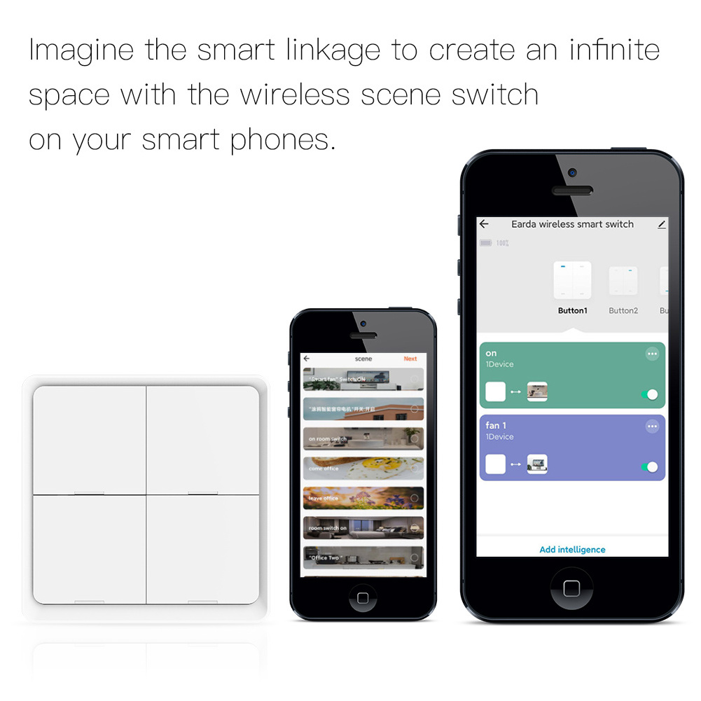 Zigbee Tuya Smart 1/2/3 /4 key scene switch button switch wireless mobile phone remote control