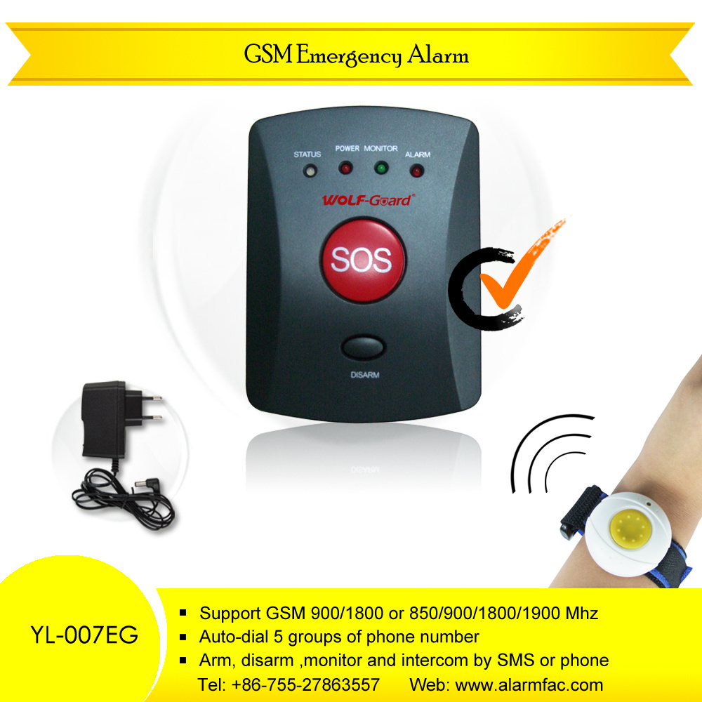 sos Help/emergency sos phone calling elderly alarm system waterproof panic button wristband system