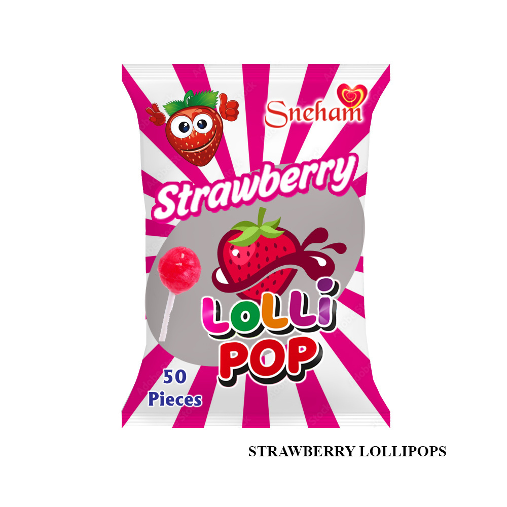 strawberry lollipop Factory Price Fruit Flavor Strawberry Factory Price Fruit Flavor round Shape Stick Sweet Lollipop