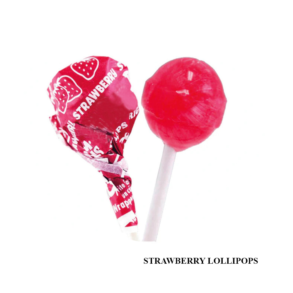 strawberry lollipop Factory Price Fruit Flavor Strawberry Factory Price Fruit Flavor round Shape Stick Sweet Lollipop