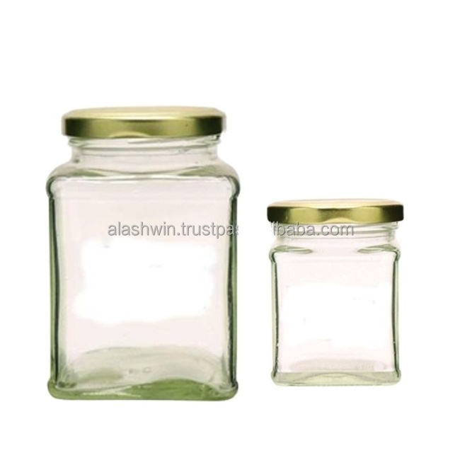 Hot Selling Glass Bottle Sealed Jam Bottle Hexagon Pickle Glass Jar with 300 gm safe Packaging Hexagonal Food Jar