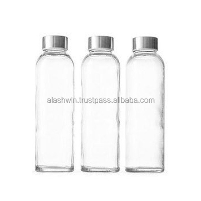 High Quality Glass Water Bottle  made from durable borosilicate glass with a wide opening for easy filling and cleaning