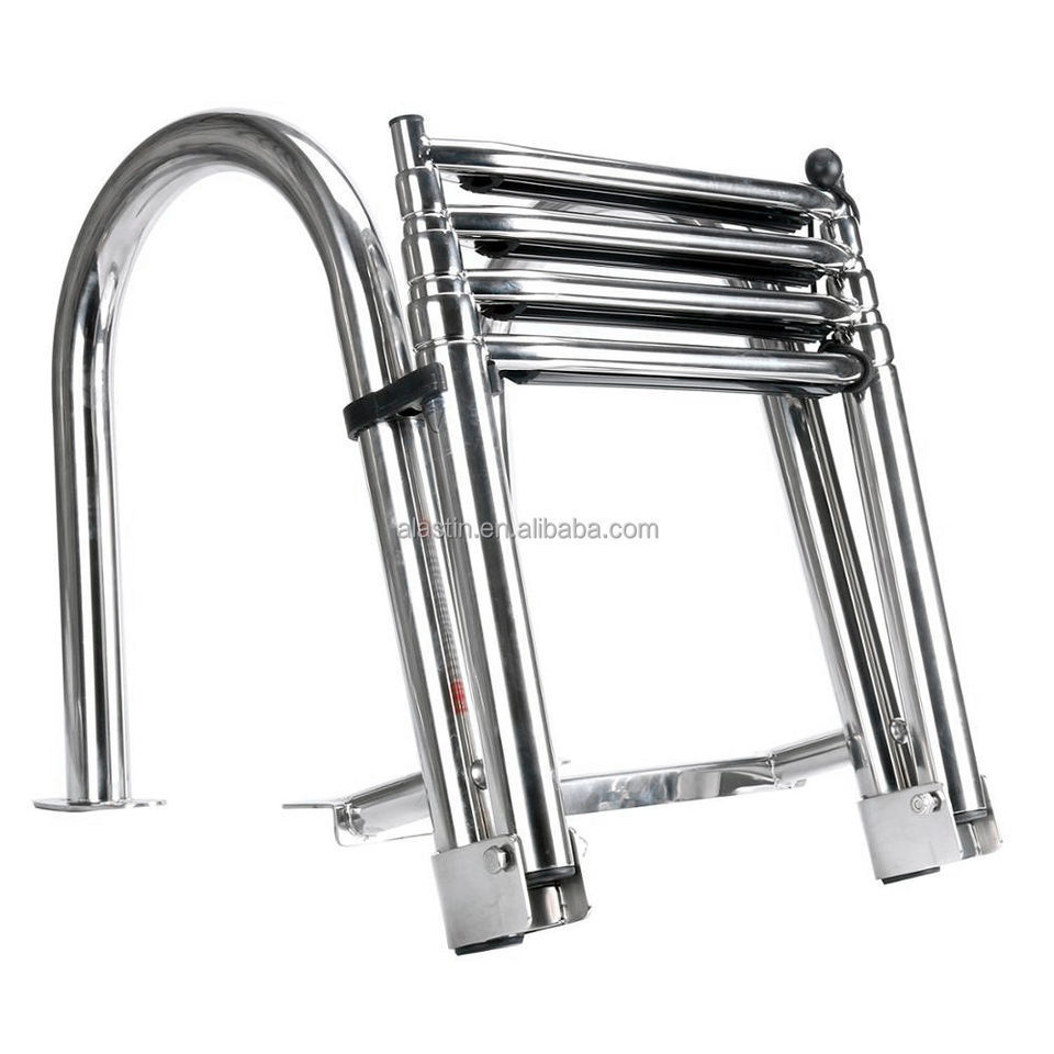 Wholesale Stainless Steel Marine Ladder Folding Telescoping 4 Steps Yacht Boat Ladder