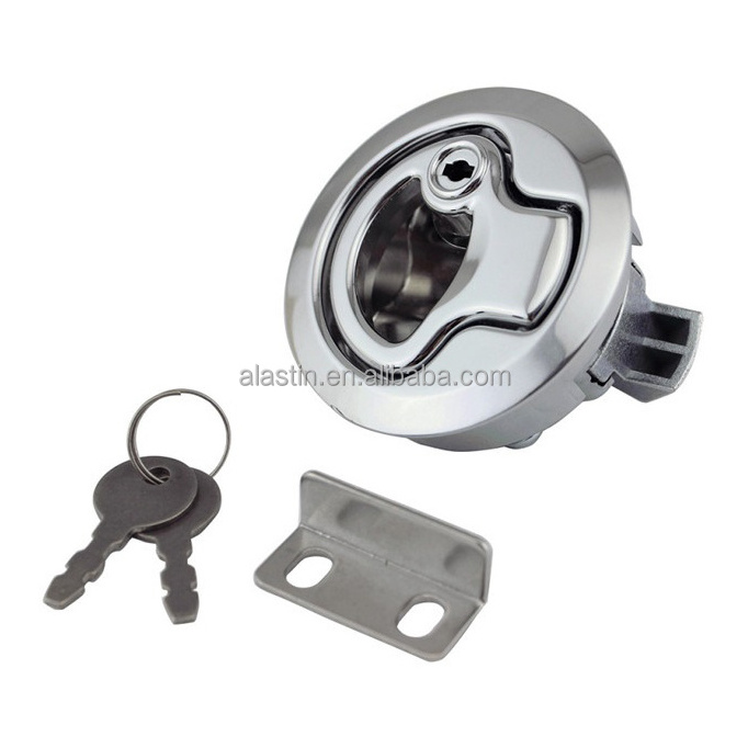 Marine Hardware Boat Accessories  Mirror Polishing Stainless Steel Turning Lock With Key Lift Handle Slam Latch