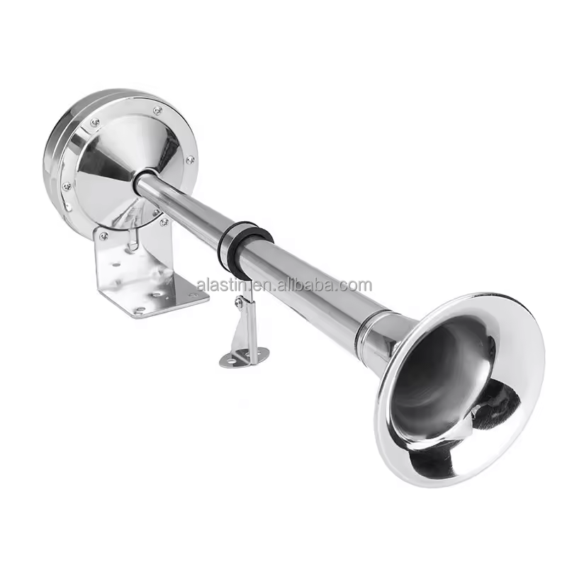 12V Double Trumpet Horn Marine Stainless Electronic Horns 24V 125 DB Boat Electric Horn for Car Truck Yacht