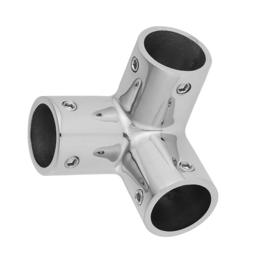 Marine Handrail Tee Pipe Fitting 304 Stainless Steel Yacht Accessories Three Way Boat Rail Connector