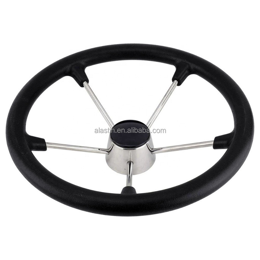 High Quality 316 Stainless Steel Boat Power Steering Wheel PU Foam With 6 Wheels  Wholesale